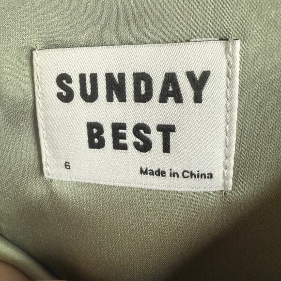 ARITZIA | Sunday Best Agnes Shimmer Satin Mini Dress Silent Storm Green Satin 6 - Picture 5 of 6